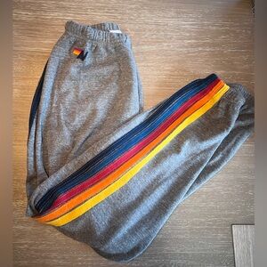 Aviator Nation  5 Stripe Sweatpants, Heather Grey/Multi